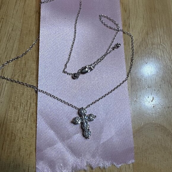 Neiman Marcus 14k White Gold Plated Faith Necklace - Picture 4 of 4